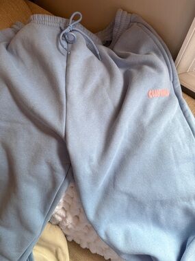 WILO SuperSoft Light Blue Sweatpants with Pink Logo